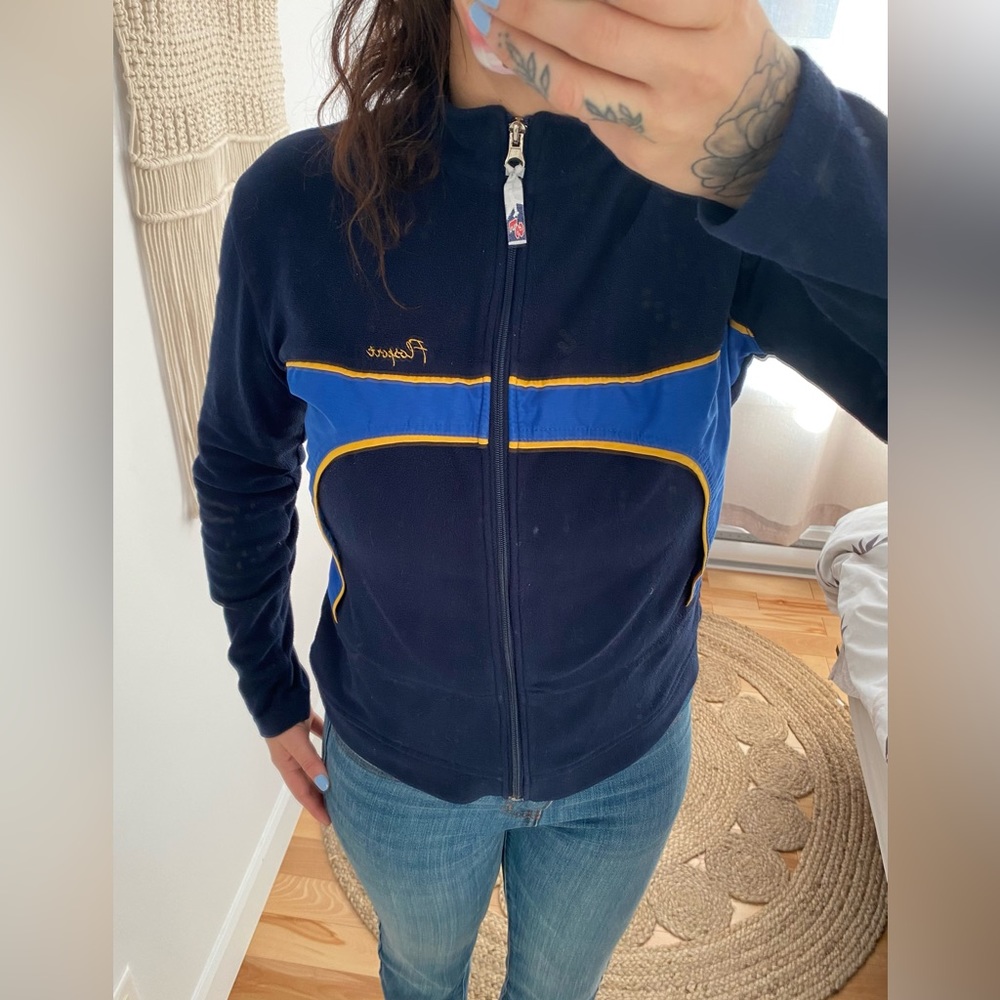 Vintage FloSport navy blue fleece with pockets and full zip